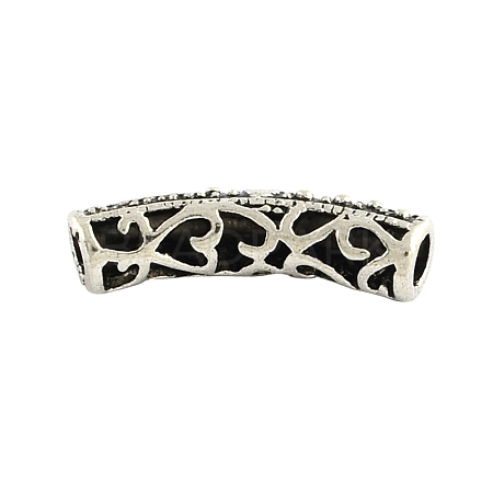 Tibetan Style Hollow Alloy Curved Tube Beads TIBEB-Q058-16AS-FF-1