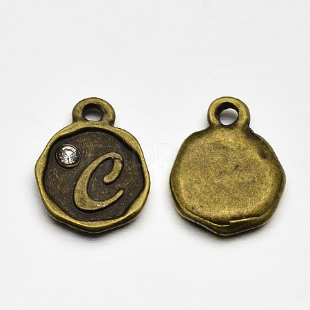 Antique Bronze Plated Alloy Rhinestone Charms LS-ALRI-J152-C-NF-1