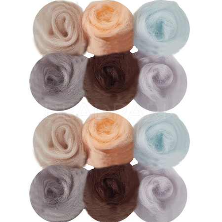 18Pcs 6 Colors DIY Wool Roving DIY-SP0005-70B-1