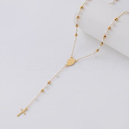 Vintage Imitation Pearl Rosary Bead Necklaces DK4661-4-1