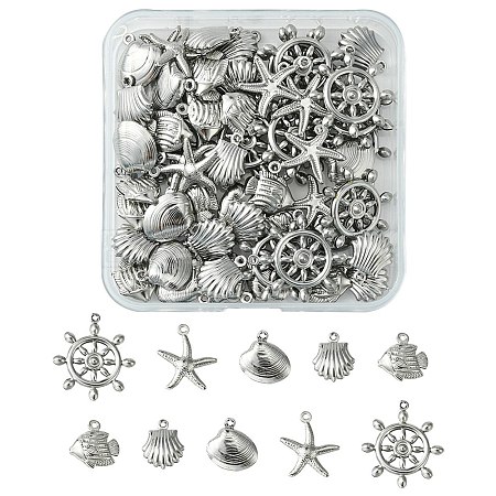 60Pcs 5 Styles Stainless Steel Charms STAS-FS0001-46-1