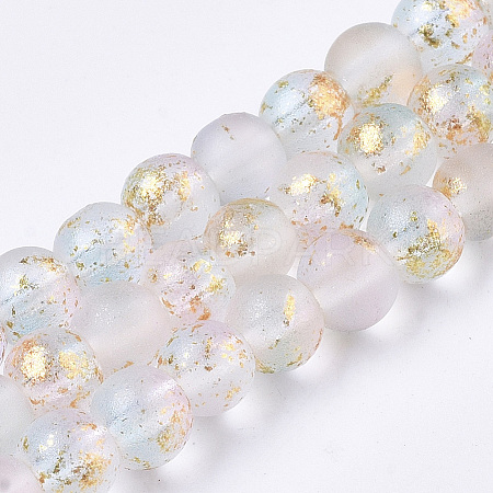 Frosted Spray Painted Glass Beads Strands X-GLAA-N035-03A-C07-1