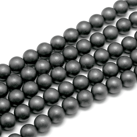 Frosted Non-magnetic Synthetic Hematite Round Bead Strands X-G-J344-8mm-1