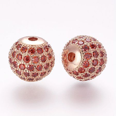 Brass Micro Pave Cubic Zirconia Beads ZIRC-G092-23RG-03-1