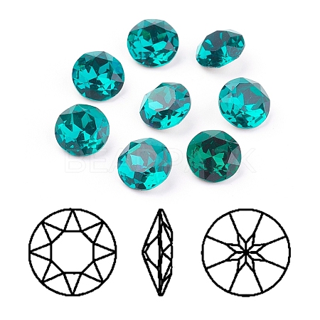 Pointed Back & Back Plated Glass Rhinestone Cabochons X-RGLA-J012-8mm-229-1