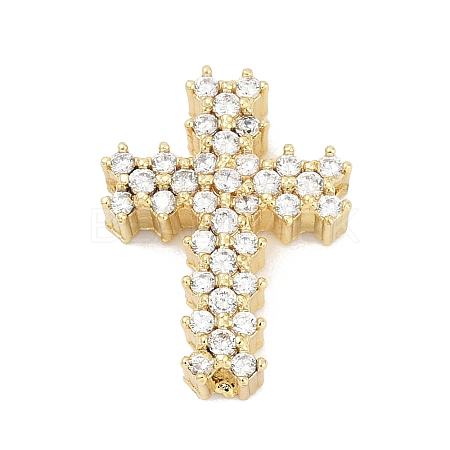 Brass Micro Pave Cubic Zirconia Beads KK-H203-11B-G-1
