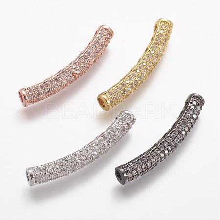 Brass Micro Pave Cubic Zirconia Tube Beads ZIRC-N025-60-1