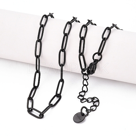 Ion Plating(IP) 304 Stainless Steel Paperclip Chain Necklace NJEW-D045-14B-03-1