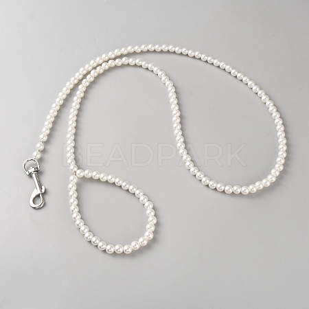 Plastic Imitation Pearl Beaded Pet Leash AJEW-WH20097-071-1
