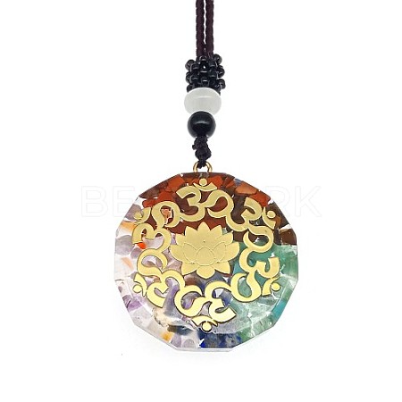 Orgonite Chakra Natural & Synthetic Mixed Stone Pendant Necklaces PZ4674-13-1