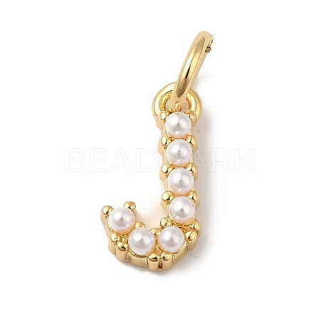 Rack Plating Brass with ABS Plastic Imitation Pearl Charms KK-B092-30J-G-1