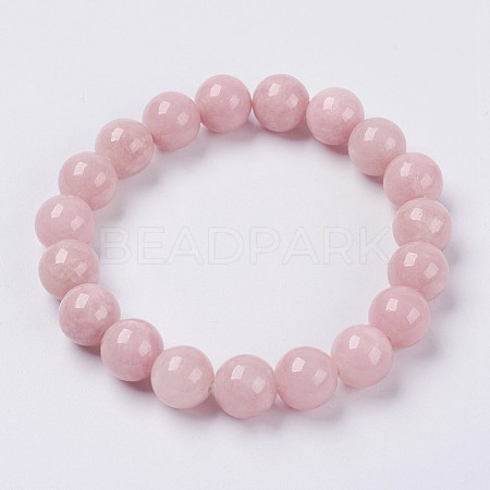 Natural Yellow Jade Beaded Stretch Bracelet BJEW-P209-02-6mm-1