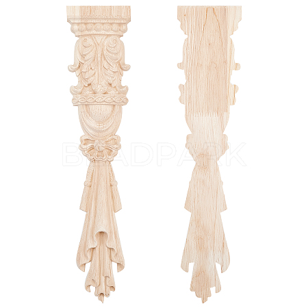 SUPERFINDINGS 2Pcs Rubber Wooden Carved Decor Applique WOOD-FH0001-78-1