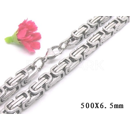 201 Stainless Steel Byzantine Chain Necklaces NJEW-V0299-02-1