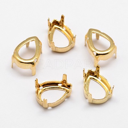Flat Teardrop Brass Sew on Prong Settings KK-N0084-A02-13x18G-1