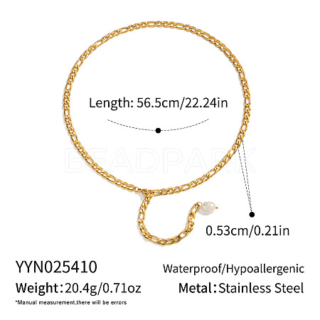Minimalist Fajara Chain with Freshwater Pearl Y Necklace Stainless Steel Jewelry CT6652-1