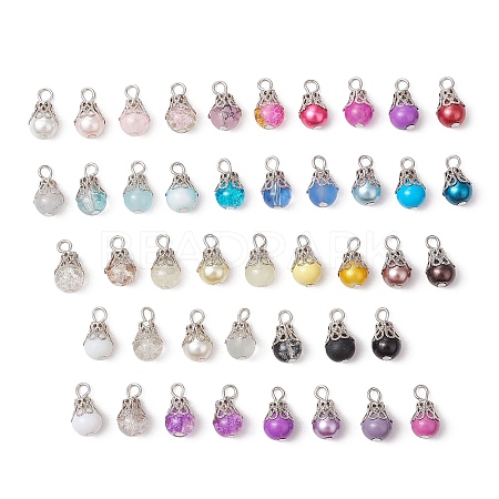 5Pcs Glass Pendants PALLOY-JF03284-1