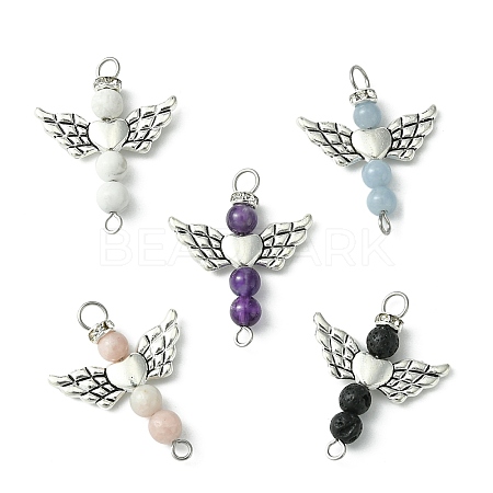 Mixed Stone Angel Connector Charms PALLOY-JF02242-1