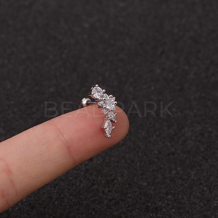 316L Surgical Stainless Steel Clear Cubic Zirconia Cartilage Earrings WG462E6-13-1