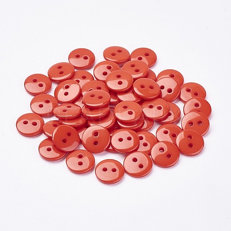 2-Hole Flat Round Resin Sewing Buttons for Costume Design BUTT-E119-20L-08-1