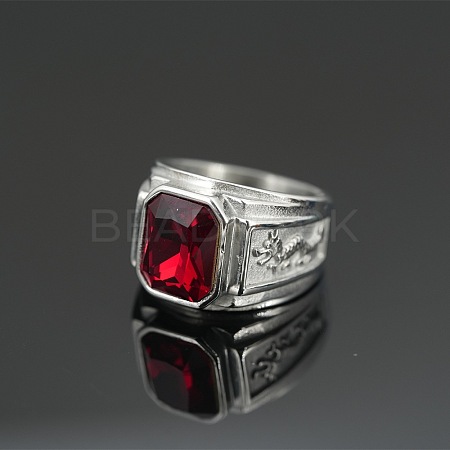 Rectangle 304 Stainless Steel with Cubic Zirconia Finger Rings for Men FS-WG909F6-37-1