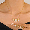 Brass Micro Pave Clear Cubic Zirconia Moon Pendant Necklaces & Stud Earrings Sets for Women WM4804-1