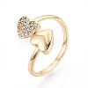 Brass Micro Pave Cubic Zirconia Cuff Rings for Women KK-T071-63G-4
