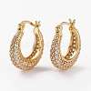 Brass Micro Pave Clear Cubic Zirconia Hoop Earrings EJEW-C502-07G-1