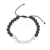 Natural Rose Quartz & Lava Rock Beads Braided Bead Bracelets for Women BJEW-JB12924-02-1
