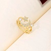 Brass Micro Pave Clear Cubic Zirconia Open Cuff Rings for Women FS-WGCF28E-01-2