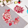 2Pcs 2 Style Peony Polyester Embroidery Sew on Clothing Patches PATC-NB0001-11D-4