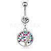 Colorful Cubic Zirconia Dangle Belly Button Rings WG9960A-02-1