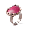 Natural Agate Heart Open Cuff Ring RJEW-I082-02R-03-4