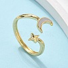 Brass Shell Cuff Rings for Women RJEW-C126-14G-1
