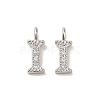 Initial Letter Brass Micro Pave Cubic Zirconia Pendants ZIRC-F008-I-1