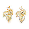 Brass Micro Pave Clear Cubic Zirconia Twister Clasps KK-N233-402LG-2