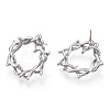 Rack Plating Alloy Wire Wrapped Ring Stud Earrings with 925 Sterling Silver Pins for Women EJEW-T013-03P-1