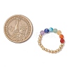 Natural Amethyst & Natural Lapis Lazuli & Natural Apatite & Natural Green Aventurine & Natural Citrine & Brass Beads Chakra Rings RJEW-TA00185-01-3