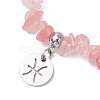 Synthetic Cherry Quartz Glass Chip Beaded Stretch Bracelets BJEW-JB11133-02-3
