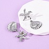 304 Stainless Steel Shell Shape with Starfish Dangle Stud Earrings EJEW-Z135-02P-01-3