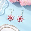 304 Stainless Steel Glass Seed Beads Snowflake Dangle Earrings EJEW-MZ00537-03-1