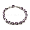Rack Plating Brass Pave Cubic Zirconia Teardrop Links Bracelets for Women BJEW-H604-01P-07-1