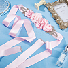 Rhinestone Flower with ABS Imitation Pearl Bridal Belt AJEW-WH0348-119A-4