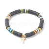 Polymer Clay Heishi Beads Stretch Bracelets Sets for Valentine's Day BJEW-JB06298-02-2