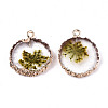 Transparent Clear Epoxy Resin & Dried Flower Pendants RESI-S383-075-C02-2