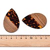 Transparent Resin & Walnut Wood Big Pendants RESI-T058-05C-4