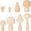 8Pcs Mushroom & Christmas Tree Schima Superba Wooden Children Toys WOOD-NB0001-75-1