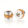201 Stainless Steel Polymer Clay Rhinestone Inlaid Beads RB-YWC0001-02I-1
