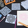 Gorgecraft 6Pcs 3 Styles Square Mandala PET Plastic Hollow Out Drawing Painting Stencils Templates DIY-GF0008-54-3