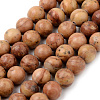 Natural Wood Lace Stone Beads Strands G-Q462-64-8mm-1